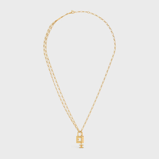 CELINE Triomphe Lock Necklace Brass(2 Colors)