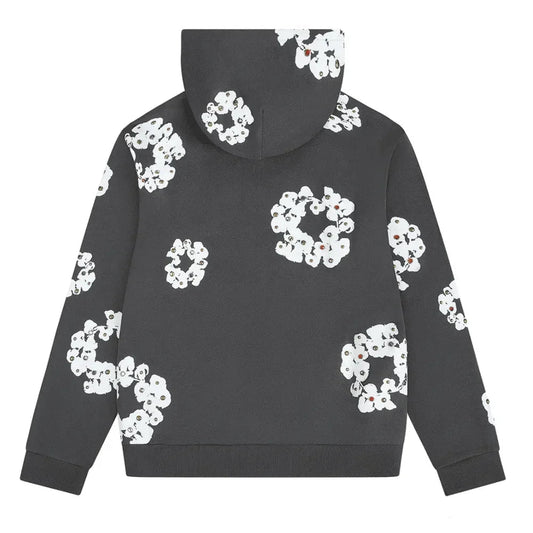 Denim Tears Rhinestone Wreath Zip Hoodie Vintage Black