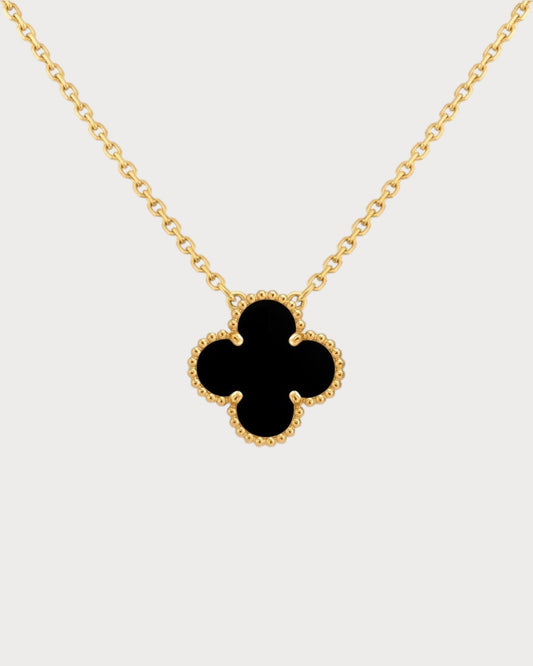 VAN CLEEF & ARPELS Vintage Alhambra Onyx Pendant 18k(Yellow Gold)